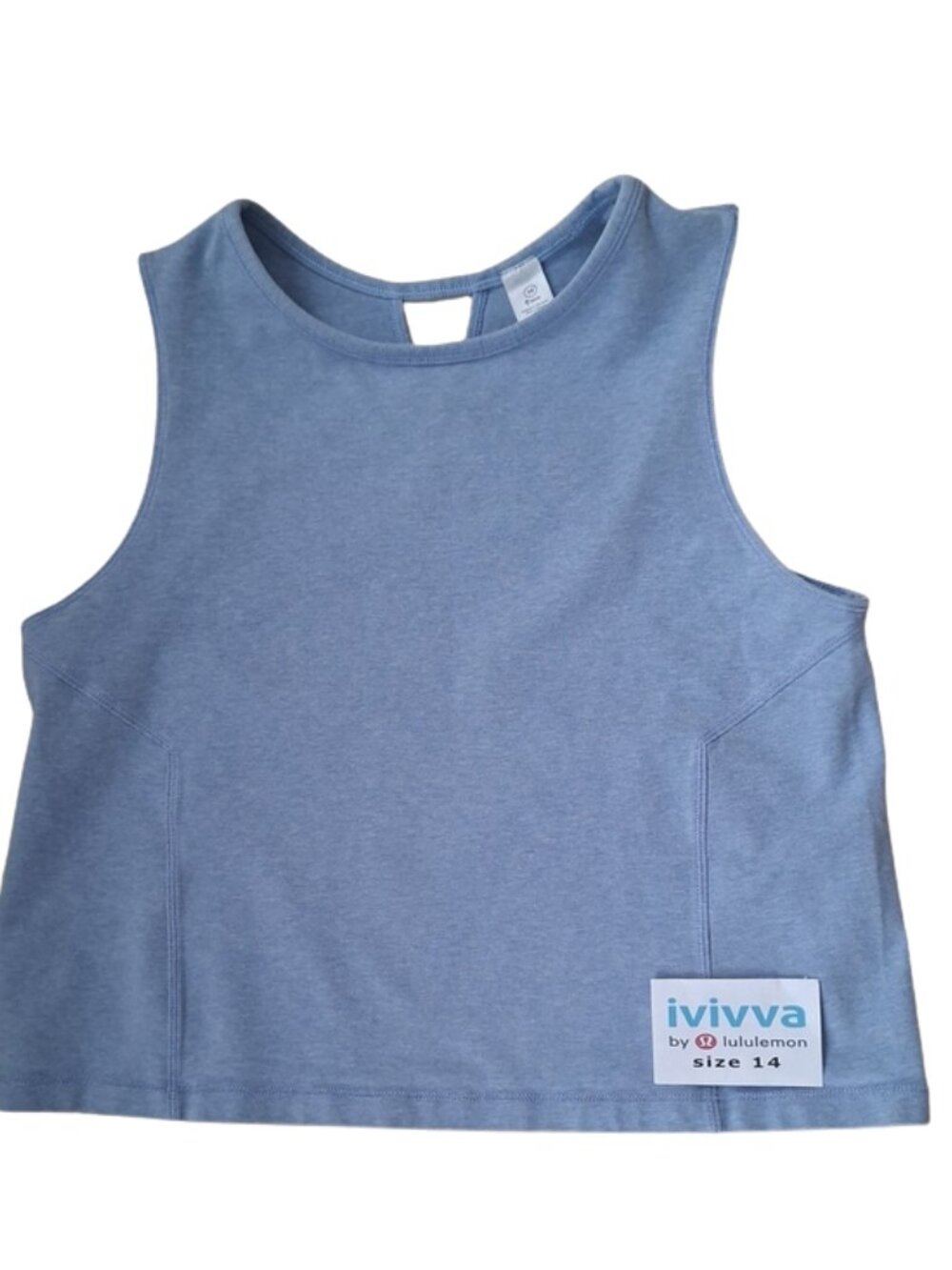 Ivivva Girl by Lululemon 🍋 Heather Blue Cropped Cotton Tank Top size 14